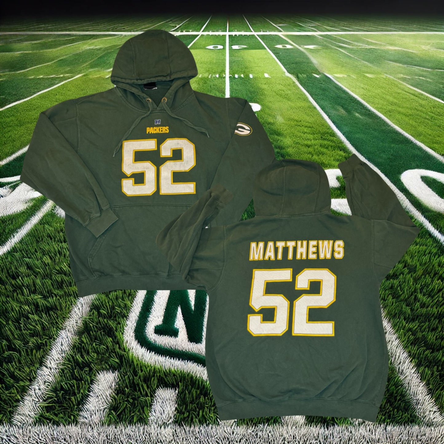 NFL Green Bay Packers Clay Matthews Vintage Green Nike Hoodie