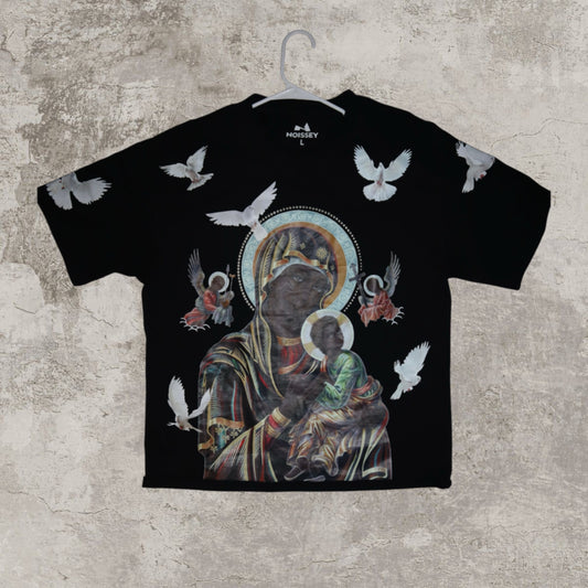 Madonna And Child Modern Black Tee