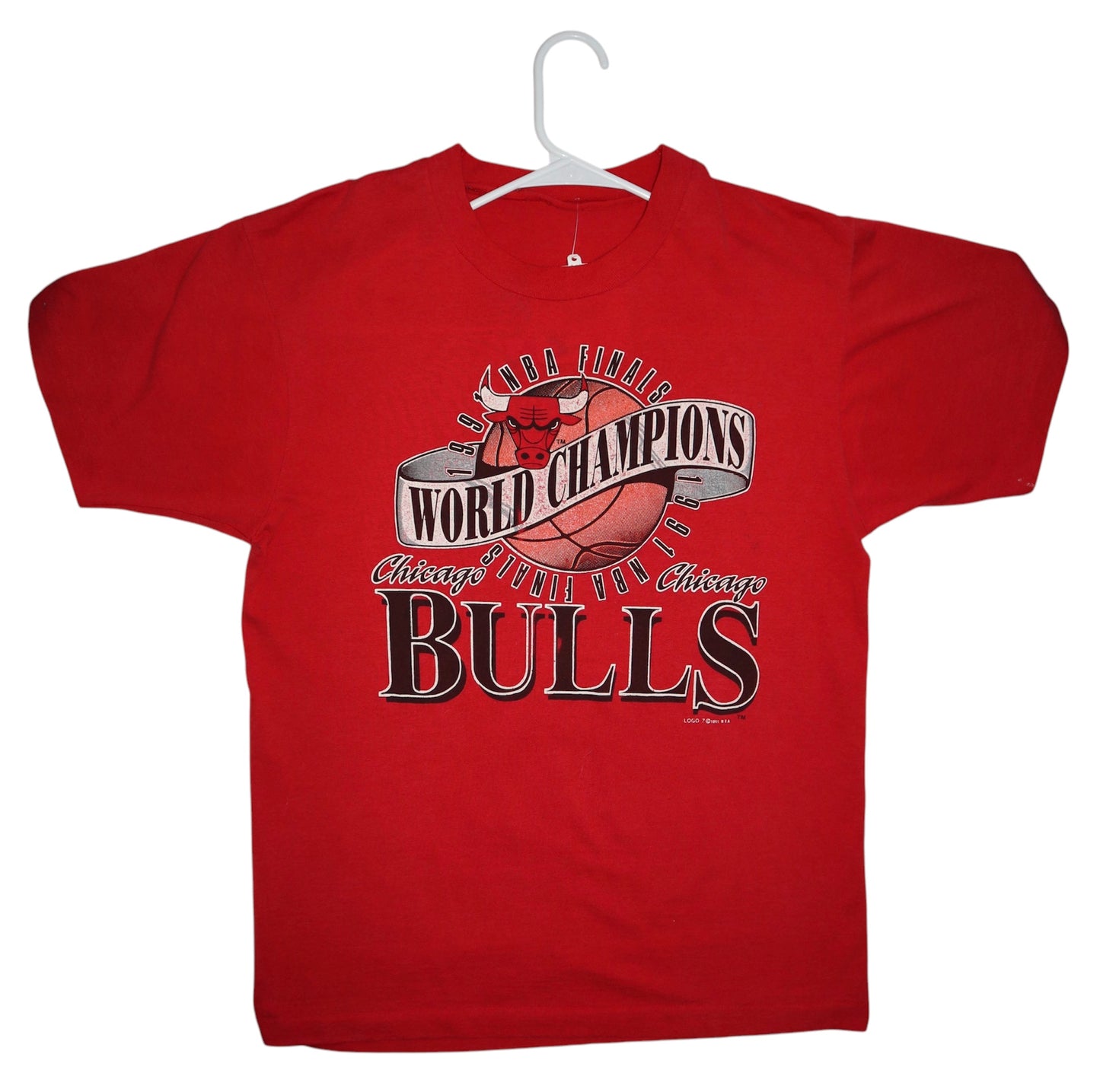 91' RARE Chicago Bulls NBA Champs Red Vintage Tee