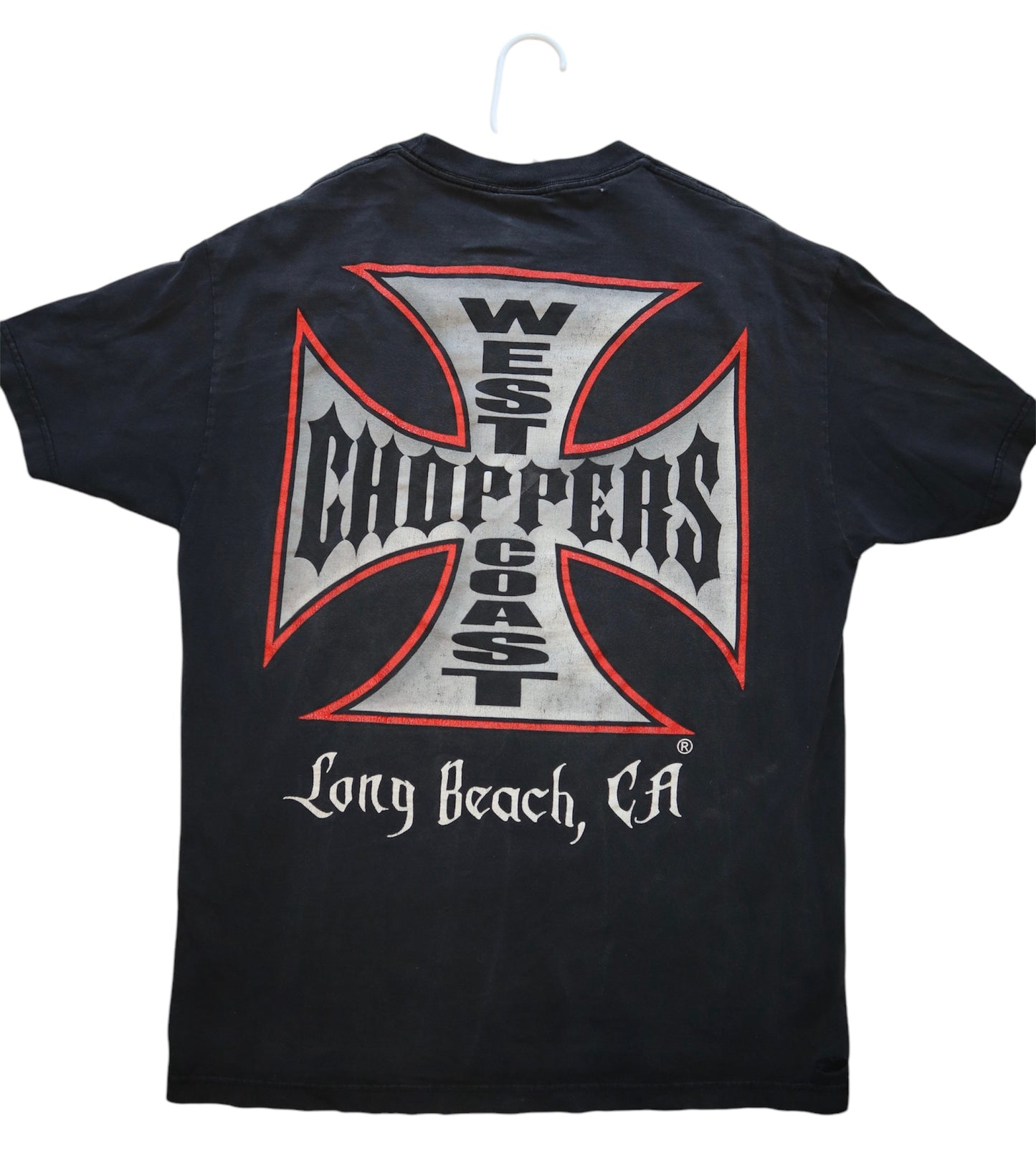 Long Beach California West Coast Choppers Distressed Black Tee