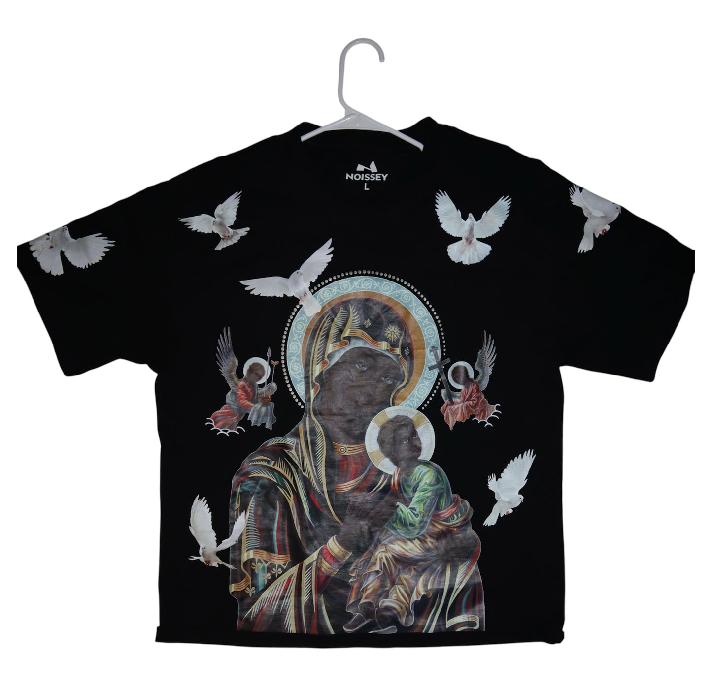 Madonna And Child Modern Black Tee