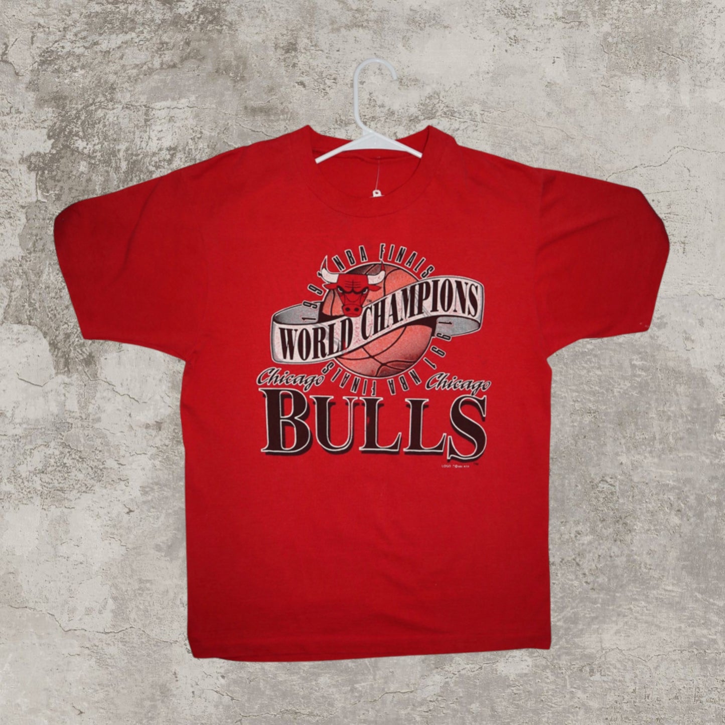 91' RARE Chicago Bulls NBA Champs Red Vintage Tee