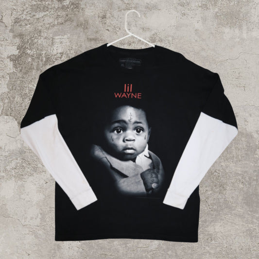 lil Wayne Dual Layered Y2K Black Long Sleeved Tee